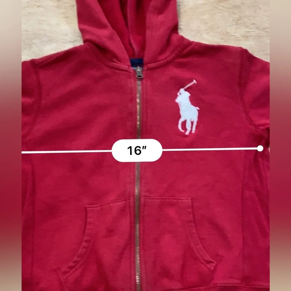Polo by Ralph Lauren Boy’s Size 7‎ Red Full Zip Big Pony Hoodie Jacket